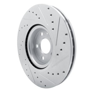 Volvo V90 Brake Rotor (1) - Front Left - R1 Concepts - Drilled & Slotted - Silver - `17-`25